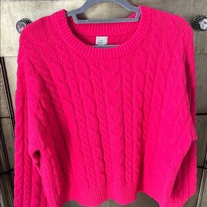 a new day Women's Bright Pink Cable Knit Sweater